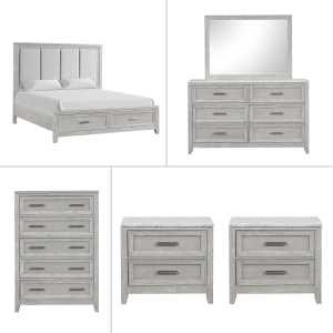 Fiona 6 PC Set-Bed, Dresser, Mirror, Chest, 2 Nights - King