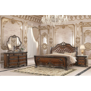 Bella Notte Padded Sleigh Bed Eastern 4pcs B/Dresser/ - King