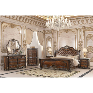 Bella Notte Padded Sleigh Bed Western 6pcs B/Dresser - King/California King