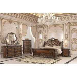 Bella Notte Padded Sleigh Bed 5pcs B/Dresser/Mirror/Chest/N - Queen