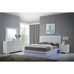 Sapphire 4 PC Bed-Dresser-Mirror-Nightstand - Queen