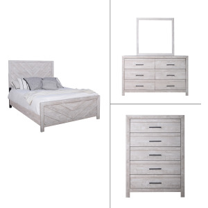 Biscayne 4pcs Bed/Dresser/Mirror Chest - Queen