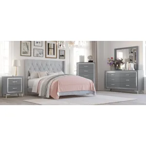 Huxley Headboard, Footboard Slats Gray - Queen