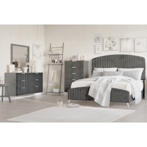 Kailani Gray 4pcs Bed/Dresser/Mirror Chest - Queen