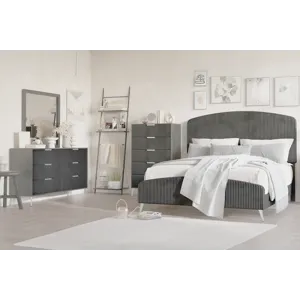 Kailani Gray 4pcs Bed/Dresser/Mirror Chest - Queen