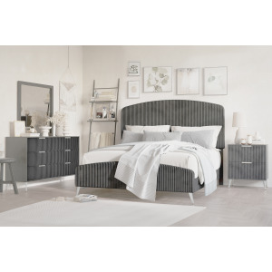 Kailani Gray 4pcs Bed/Dresser/Mirror Nightstand - Queen