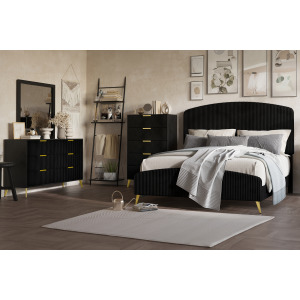 Kailani Black 4pcs Bed/Dresser/Mirror/Chest - King