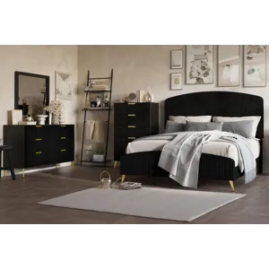 Kailani Black 4pcs Bed/Dresser/Mirror/Chest - King