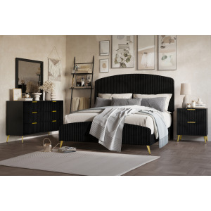 Kailani Black 6/6e 4pcs Bed/Dresser/Mirror/Nightstand - King