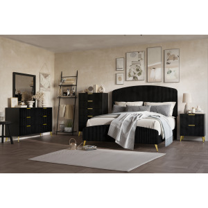 Kailani Black 6pcs Bed/Dresser/Mirror/Chest/2 Nightstands - King