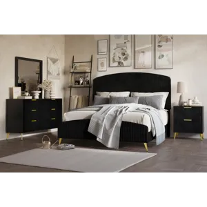 Kailani Black 4pcs Bed/Dresser/Mirror Nightstand - California King