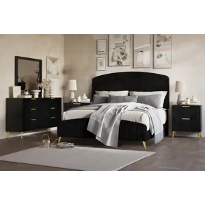 Kailani Black 5pcs Bed/Dresser/Mirror/2 Nightstands - California King