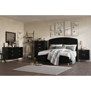 Kailani Black 5pcs Bed/Dresser/Mirror/Chest/Nightstand - Queen