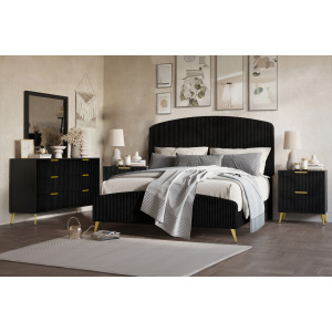 Kailani Black 5pcs Bed/Dresser/Mirror/2 Nightstands - Queen