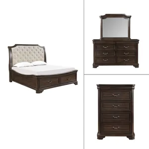 Lyndhurst Walnut 6/6 Ek 4pcs B/Dresser/Mirror/Chest