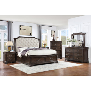 Lyndhurst Walnut 6pcs Bed/Dresser/Mirror/Chest/2 Nightstands - King