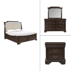 Lyndhurst Walnut 6/0 Wk 4pcs B/Dresser/Mirror Nightstand