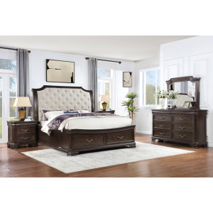 Lyndhurst Walnut 5pcs Bed/Dresser/Mirror/2 Nightstands - California King