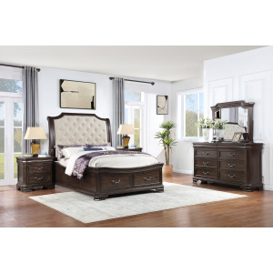 Lyndhurst Walnut 5pcs Bed/Dresser/Mirror/2 Nightstands - Queen