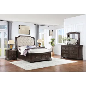 Lyndhurst Walnut 5pcs Bed/Dresser/Mirror/2 Nightstands - Queen