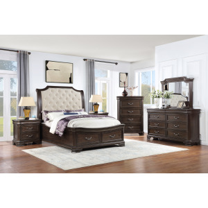 Lyndhurst Walnut 6pcs Bed/Dresser/Mirror/Chest/2 Nightstands - Queen