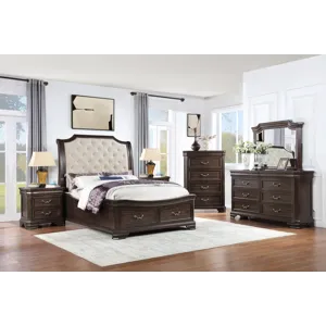 Lyndhurst Walnut 6pcs Bed/Dresser/Mirror/Chest/2 Nightstands - Queen