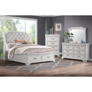 Lyndhurst White 4pcs Bed/Dresser/Mirror/Chest - King
