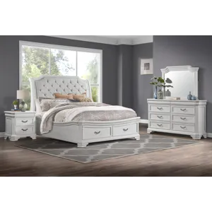Lyndhurst White 6/6e 4pcs Bed/Dresser/Mirror/Nightstand - King