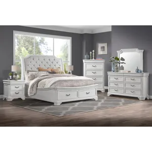 Lyndhurst White 6pcs Bed/Dresser/Mirror/Chest/2 Nightstands - King