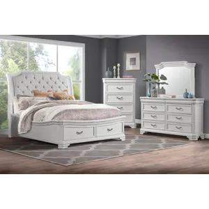 Lyndhurst White 4pcs Bed/Dresser/Mirror Chest - Queen