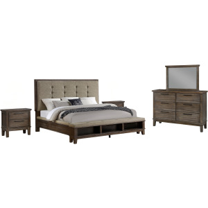 Cagney 5pc Bed, R, R, Nightstand Vintage - California King