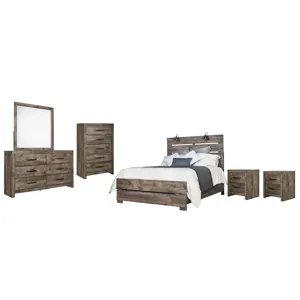 Misty Lodge 6pcs Bed/Dresser/Mirror/Chest/2 Nightstands Greige - King