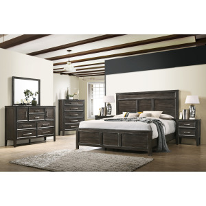 Andover 6pcs Bed/Dresser/Mirror/Chest/2 Nightstands-Nutmeg - King