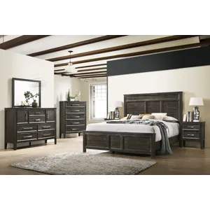 Andover 6pcs Bed/Dresser/Mirror/Chest/2 Nightstands-Nutmeg - Queen
