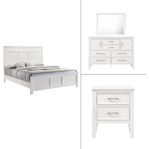 Andover 4pc-Bed, R, R, S-White - King