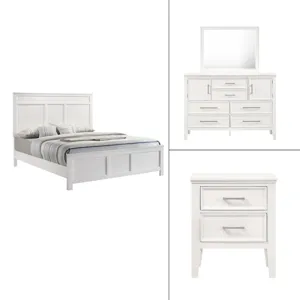 Andover 4pc-Bed, R, R, S-White - King