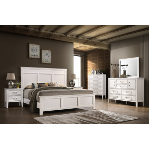 Andover White 6pcs Bed/Dresser/Mirror/Chest/2 Nightstands - Queen