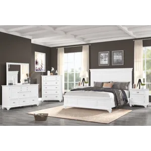 Jamestown 6pc Bed/Dresser/Mirror/2 Nightstand/Chest White - King