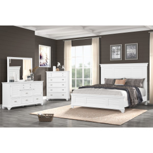 Jamestown 4pc Bed/Dresser/Mirror Chest White - California King
