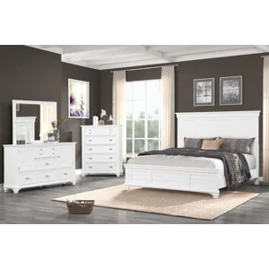 Jamestown 4pc Bed/Dresser/Mirror Chest White - California King