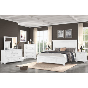 Jamestown Q6 PC Bed/Dresser/Mirror/2 Nightstand/Chest White - Queen