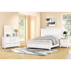 Jamestown 6/6e 4pc Bed/Dresser/Mirror/Nightstand W/Storage Wht - King