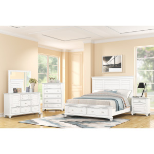 Jamestown 5pc Bed/Dresser/Mirror/Chest/Nightstand W/Storage Wht - California King