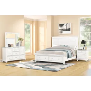 Jamestown 4pc Bed/Dresser/Mirror Nightstand W/Storage Wht - Queen