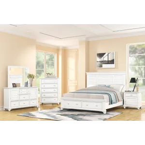 Jamestown 5pc Bed/Dresser/Mirror/Chest/Nightstand W/Storage Wht - Queen