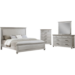 Silver Sands 4pcs Bed/Dresser/Mirror Chest - California King