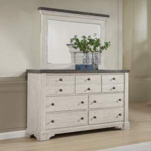 Augusta Dresser & Mirror Rustic White