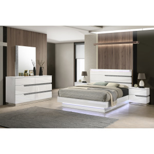 Paradox White 5pcs Bed/Dresser/Mirror/2 Nightstands - King