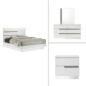 Paradox White 6/0 Wk 4pcs B/Dresser/Mirror Nightstand
