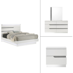 Paradox White 4pcs Bed/Dresser/Mirror Nightstand - Queen